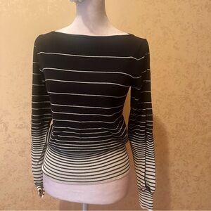 Armani Exchange Black and White Striped Blouse